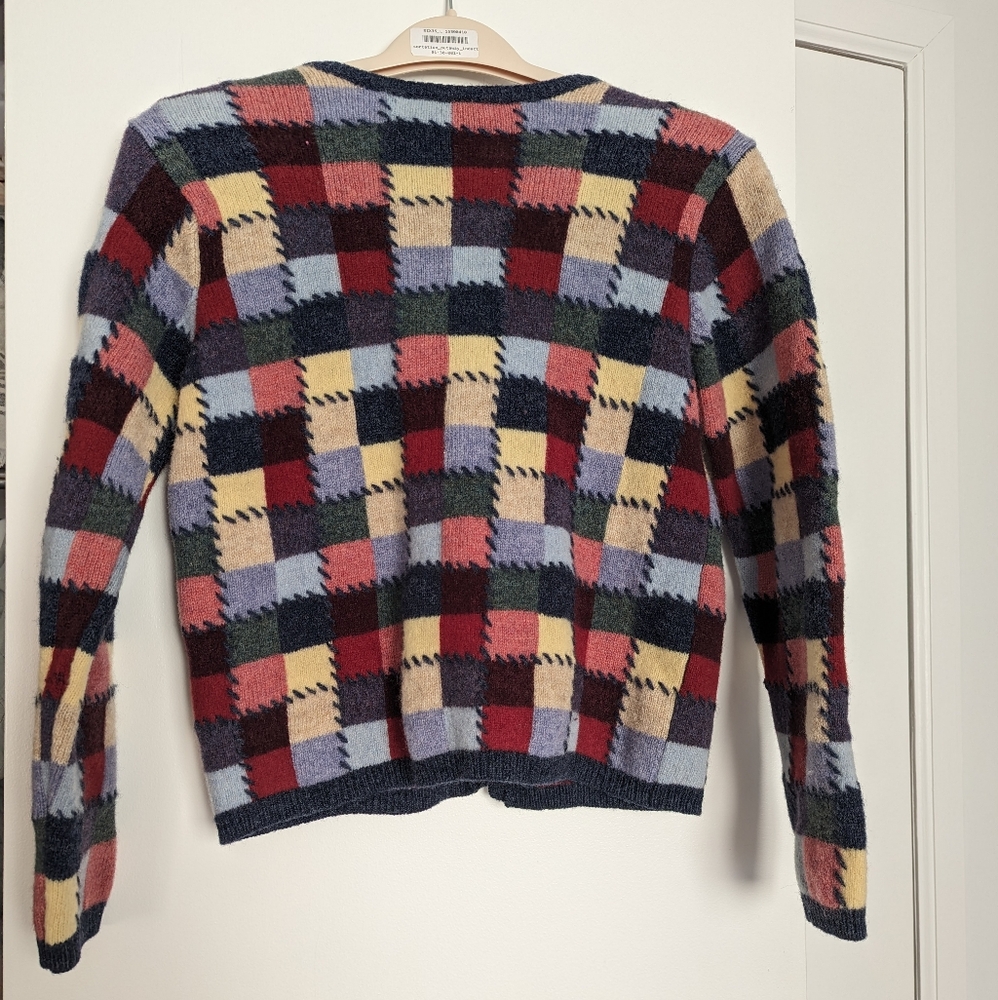 Wool Colorful Patchwork Cardigan, L - Picture 2 of 4